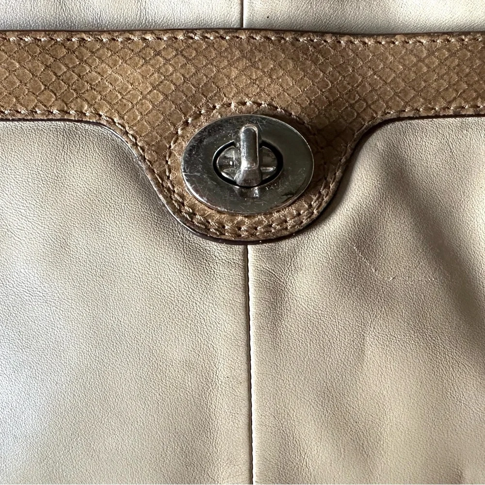 COACH Penelope Crossbody Bag in Sandstone with Snakeskin Trim